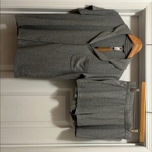 NWT SKIMS Heather Gray Pajama Button-Up Top and Shorts Set